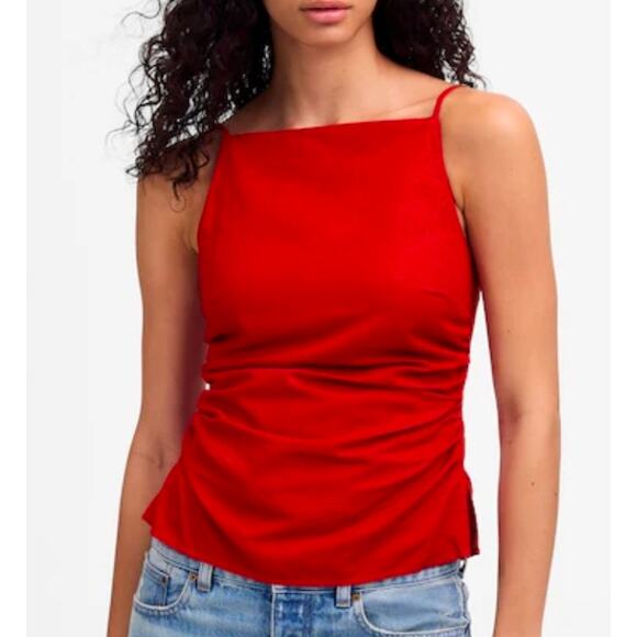 Madewell Tops - Madewell Ruched Squareneck Tank in Linen-Cotton Size 2 NWT